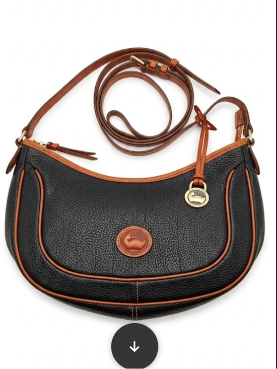 Dooney & Bourke Handbags - Vintage Dooney & Bourke Black Pebbled Leather Shoulder Bag with Tan Trim